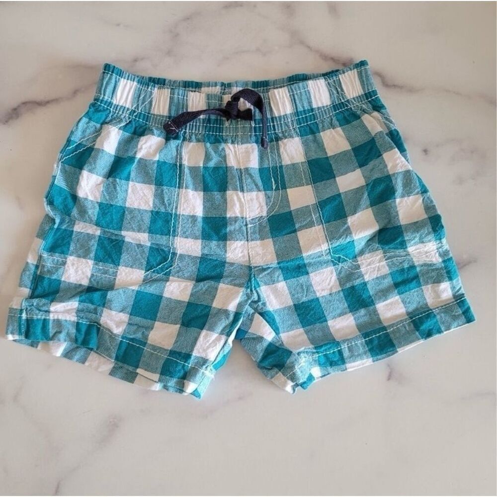 Carters 24 month bright blue plaid checkered shorts boys gingham cotton